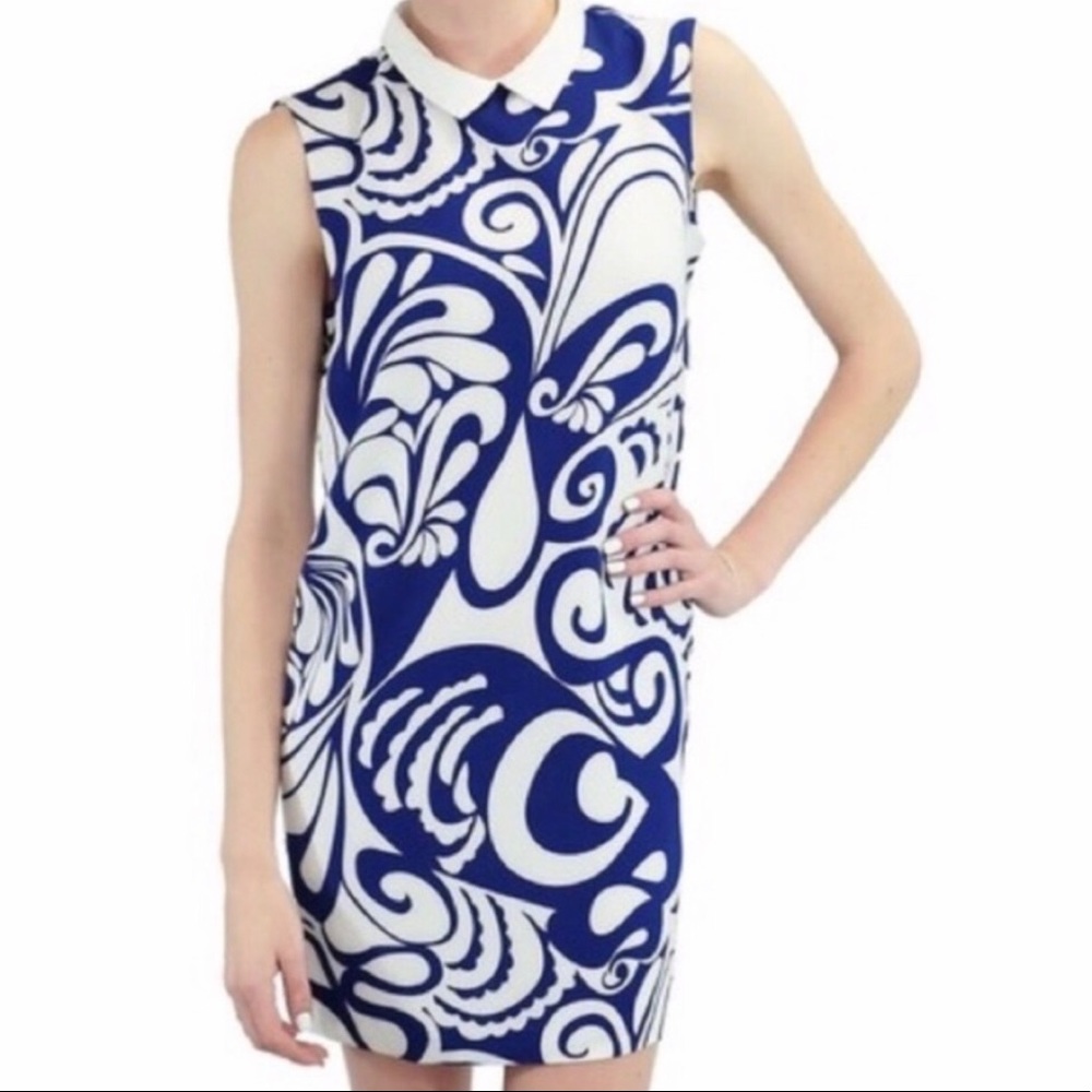 SMALL - ROYAL BLUE & WHITE SHIFT DRESS